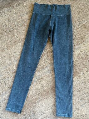 T Party High-Rise Blue Leggings Stretch Comfort Marbled Cotton: Medium